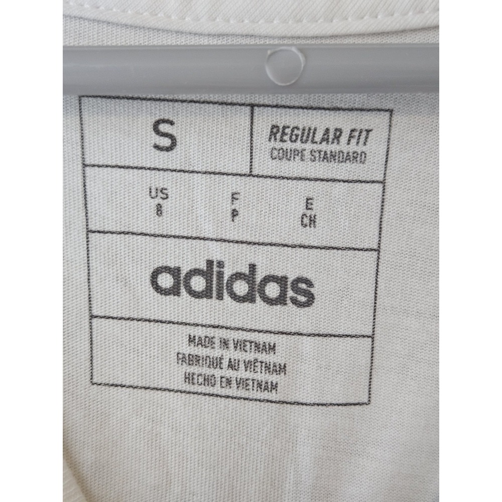 Adidas Boys S Long Sleeve Shirt White Black 3 Stripes‎ Logo Tee Cotton - Picture 4 of 8
